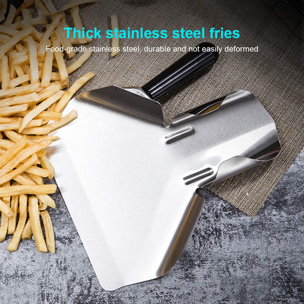 Stainless Steel French Fry Popcorn Scoop, French Fry Bagger, Quick Fill Tool for Bags Boxes, Multipurpose Scooper for Food, Fries, Snacks, Desserts, Ice
