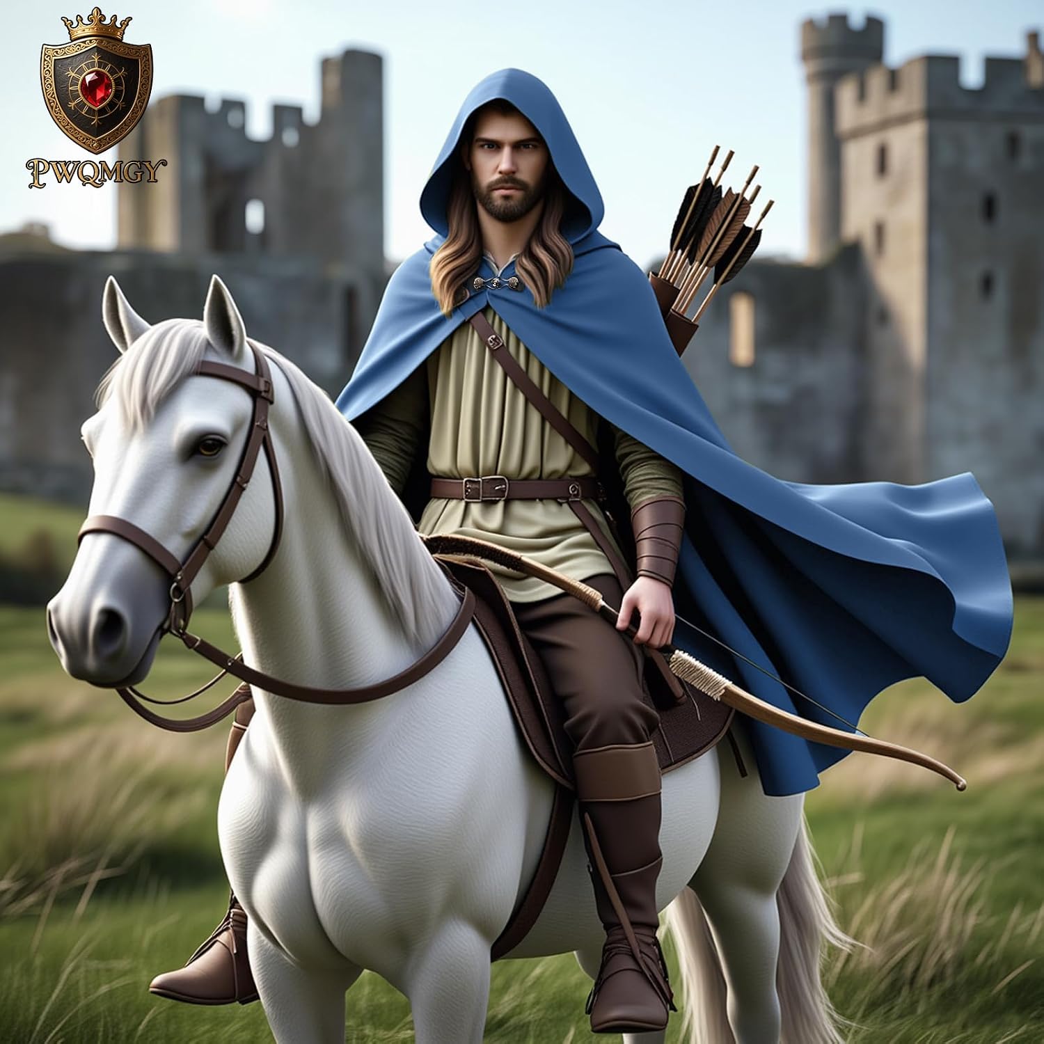 Cloak with Hood Men - Medieval Renaissance Hooded Cloak, Cape with Clasp for Halloween Cosplay Costume