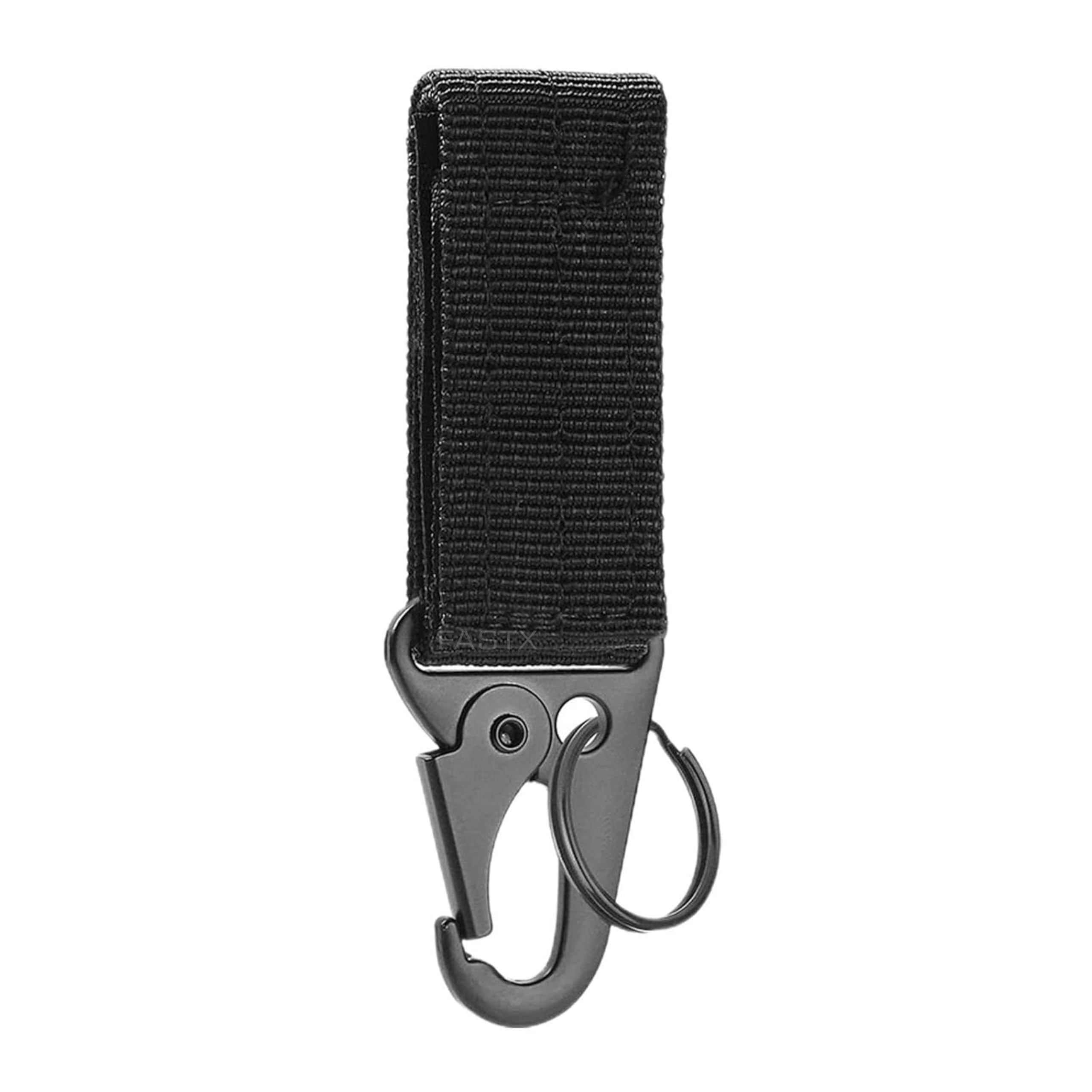 fastx® velcro key ring holder adjustable black 1 pc tactical belt clip outdoor hiking nylon webbing backpack triangular hanging hook webbing locking key chain hanger buckle carabiner & outdoor sports