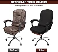Vista 2 de NeColorLife Funda de terciopelo para silla de oficina con fundas para reposabrazos, funda elástica para silla de computadora de escritorio
