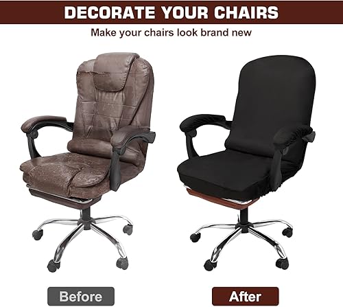 Miniatura 2 de NeColorLife Funda de terciopelo para silla de oficina con fundas para reposabrazos, funda elástica para silla de computadora de escritorio con