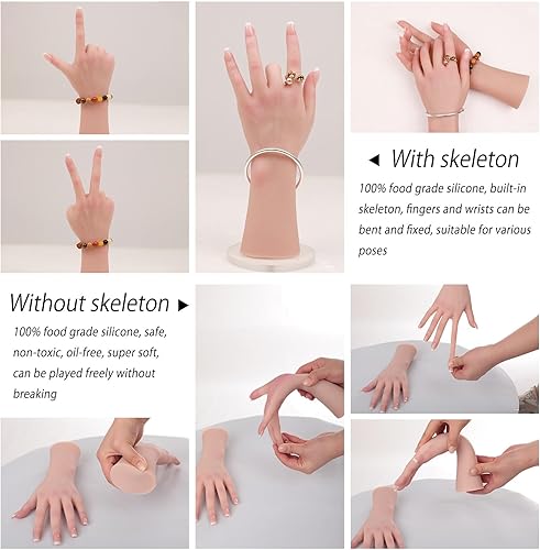 Miniatura 2 de MOTLEYBEAN Mano de silicona realista para mujer, tamaño real, modelo femenino para mostrar joyas, práctica de arte de uñas, disfraz de Halloween,