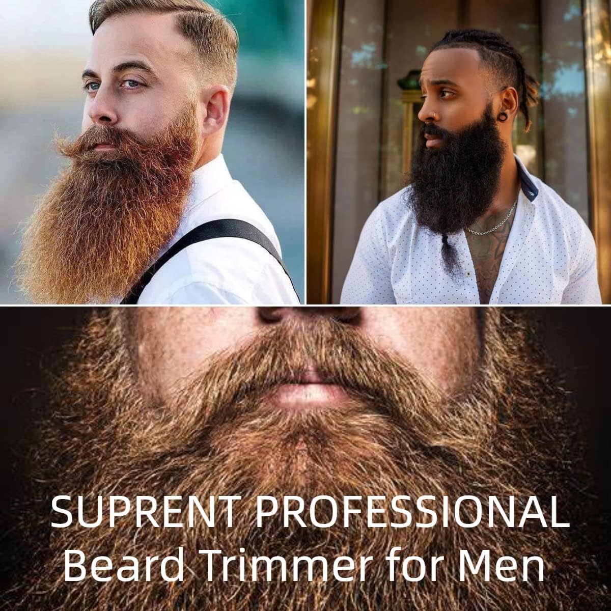 SUPRENT Professional Beard Trimmer for Men- with 20 Adjustable Precision Cutting Lengths- Cordless Hair Mustache Trimmer with Ceramic Blade- Rechargeable High-Performance Home Hair Trimmer
