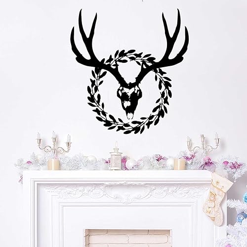 Miniatura 5 de Reindeer Skull Wreath Wall Decal - Bohemian Christmas Wreath Decal by Chromantics (Grey)