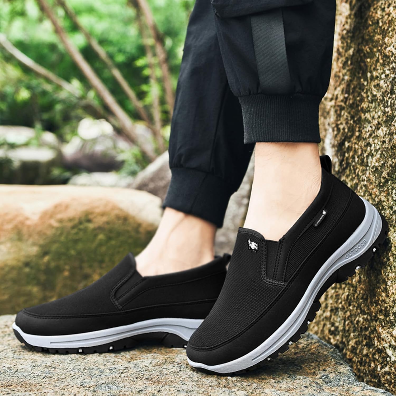 Men's Fashion Slip-on Casual Walking Shoes Lightweight Breathable Outdoor Non Slip Hiking Shoes Comfortable Soft Sole Flat Loafers Boat Shoes
