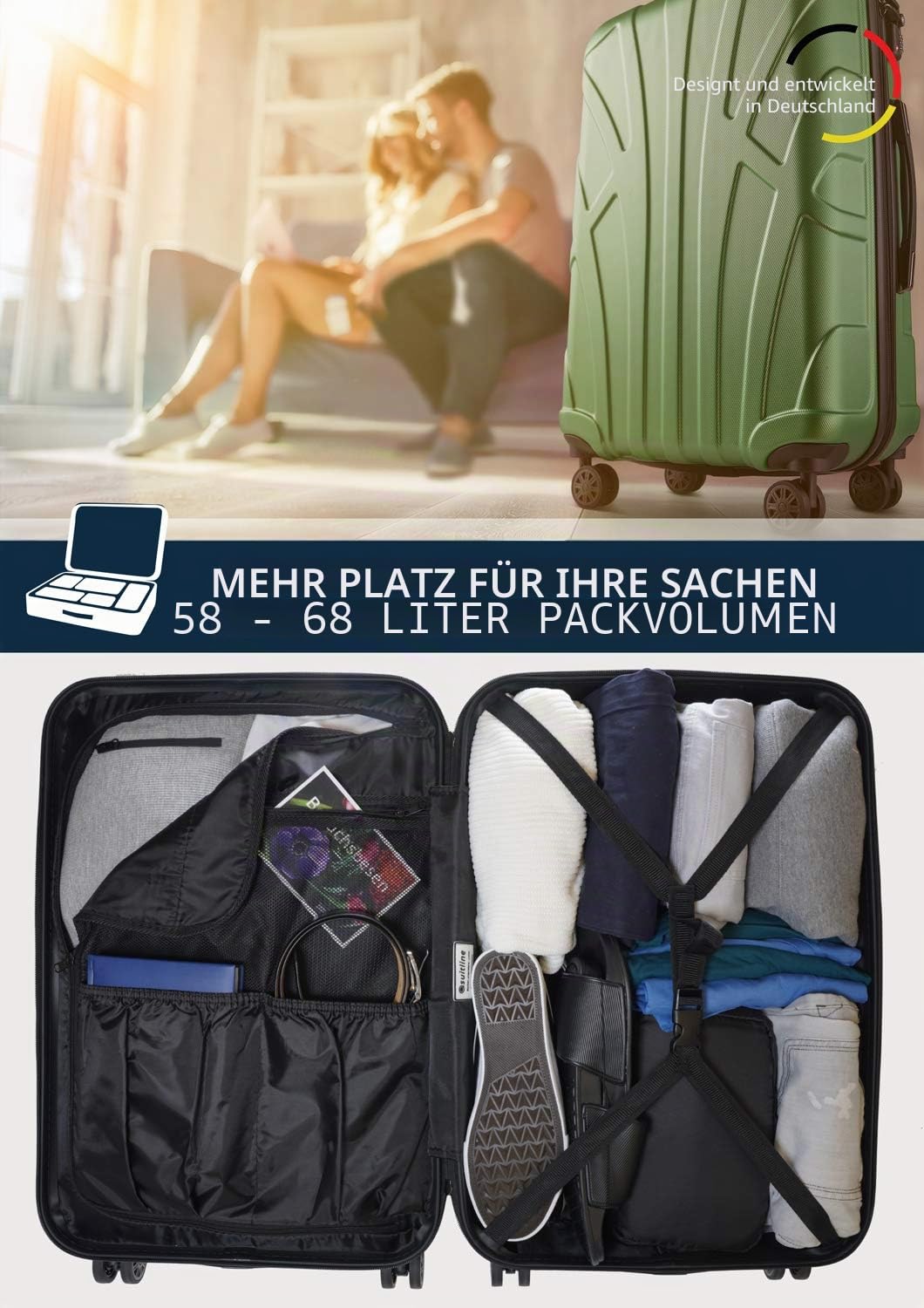 suitline - Hartschalen-Koffer Koffer Trolley Rollkoffer Reisekoffer – Bild 5