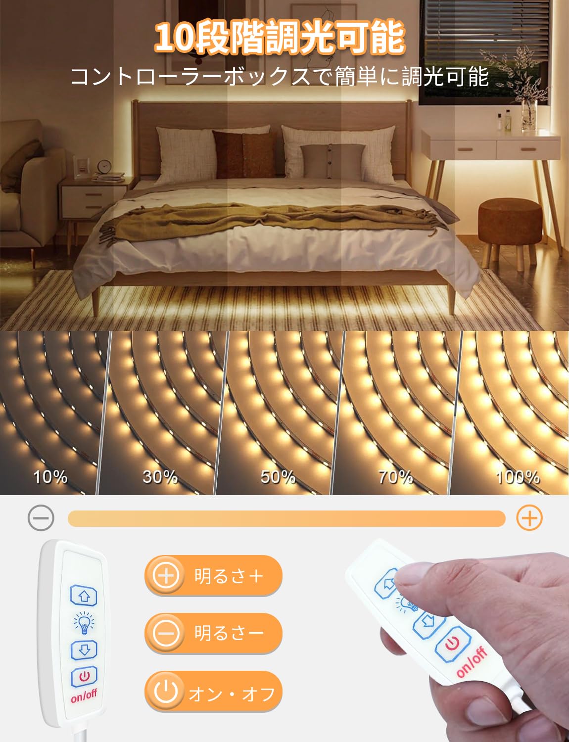 Amazon.co.jp: LEDテープライト5M 電球色 グレードアップ USB式