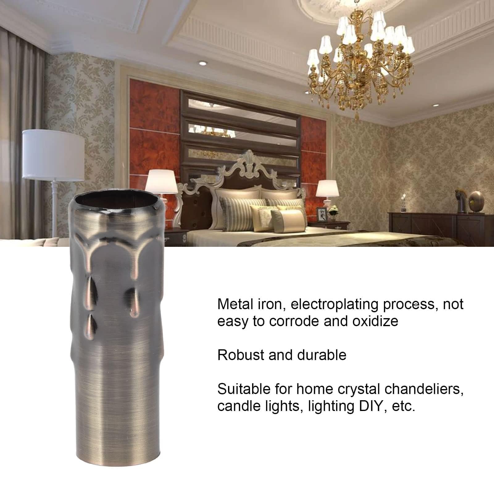 Cyrank 10Pcs E14 Metal Tube for Candle Lamp Holder Lamp Base Lighting Accessories 25x80mm E14 Lamp Holder Sleeve(Brass) - Image 3
