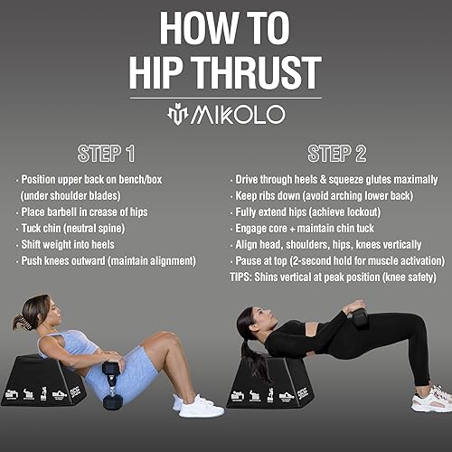 Miniatura 4 de Mikolo Banco de empuje de cadera, máquina de empuje de cadera en casa para puente de glúteos, caja de empuje de cadera multifuncional con equipo de