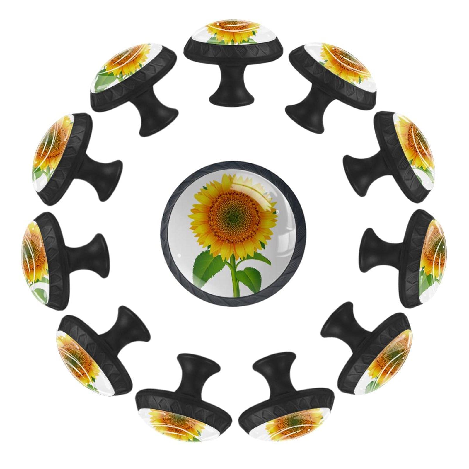 Bouton de tiroir tournesol jaune avec pédicule pour réparer une poignée cassée