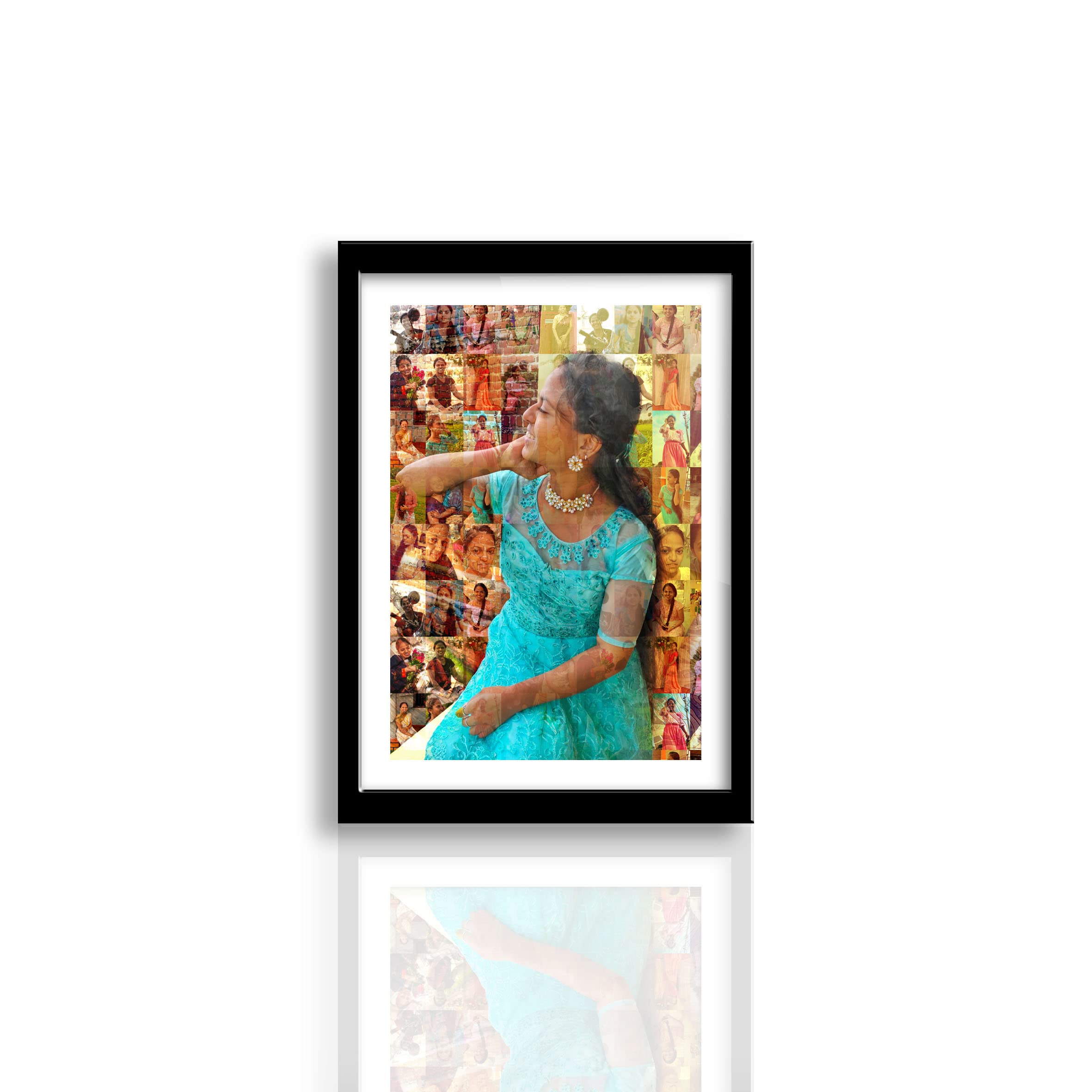 LuxeHub ™ - Personalized Wooden Mosaic Photo Frame - 30 cm x 20 cm (12 Inch x 8 Inch) Portrait Orientation - Handcrafted with Love to Showcase Your Cherished Memories