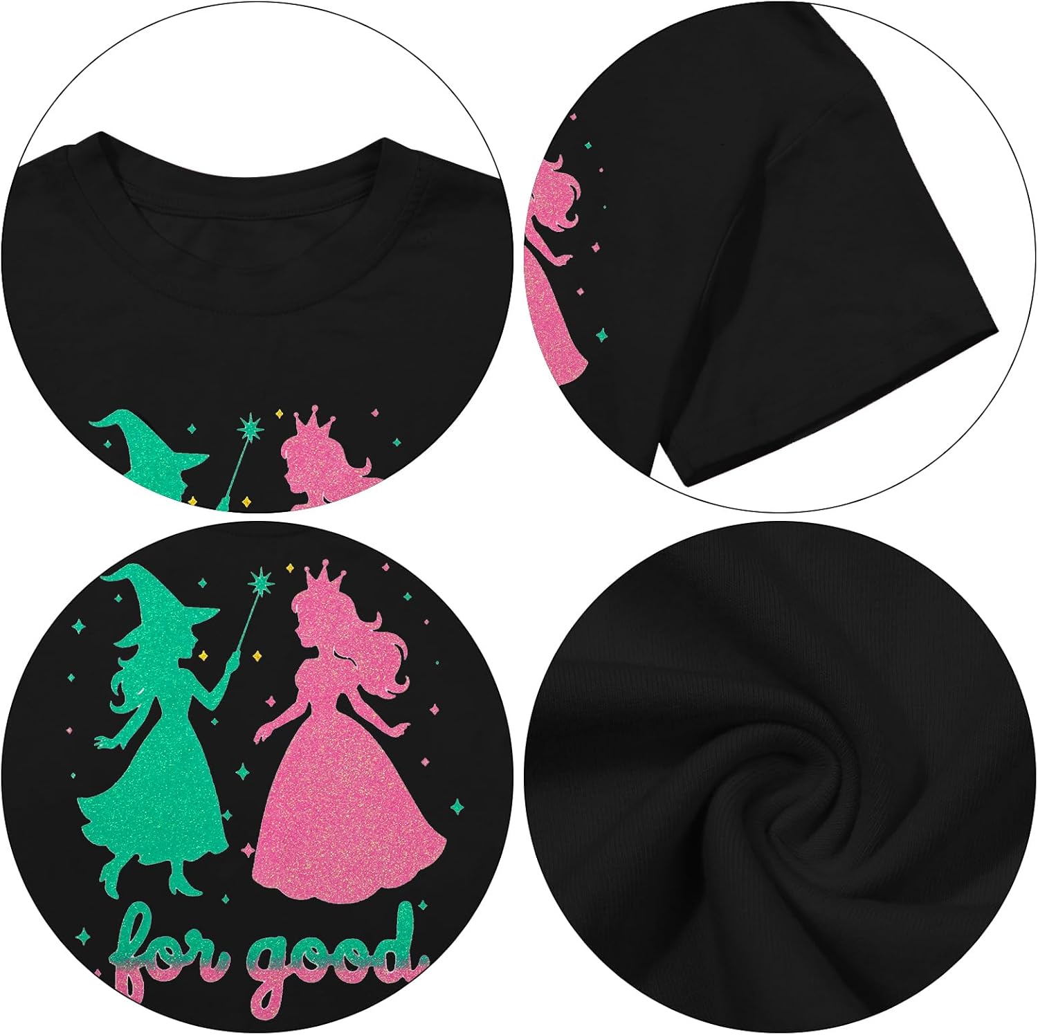Girl Musical Shirt Magical Witch and Princess T Shirts Glitter Sparkle Pink Green Tees Movie Short Sleeve Tops - Image 6