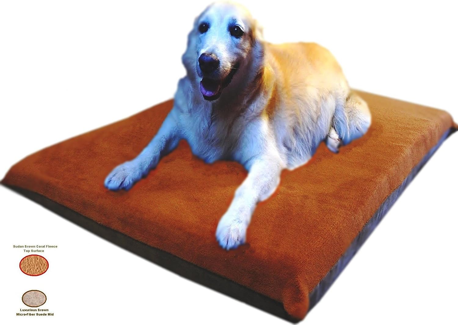 Replacement Sudan Brown Coral Fleece Micro Plush Brown Microsuede External Zippered Flat Style Duvet External Cover for Dog Bed (51''x33'' Flat Style) Fits (47"x29"x4") Pet Bed