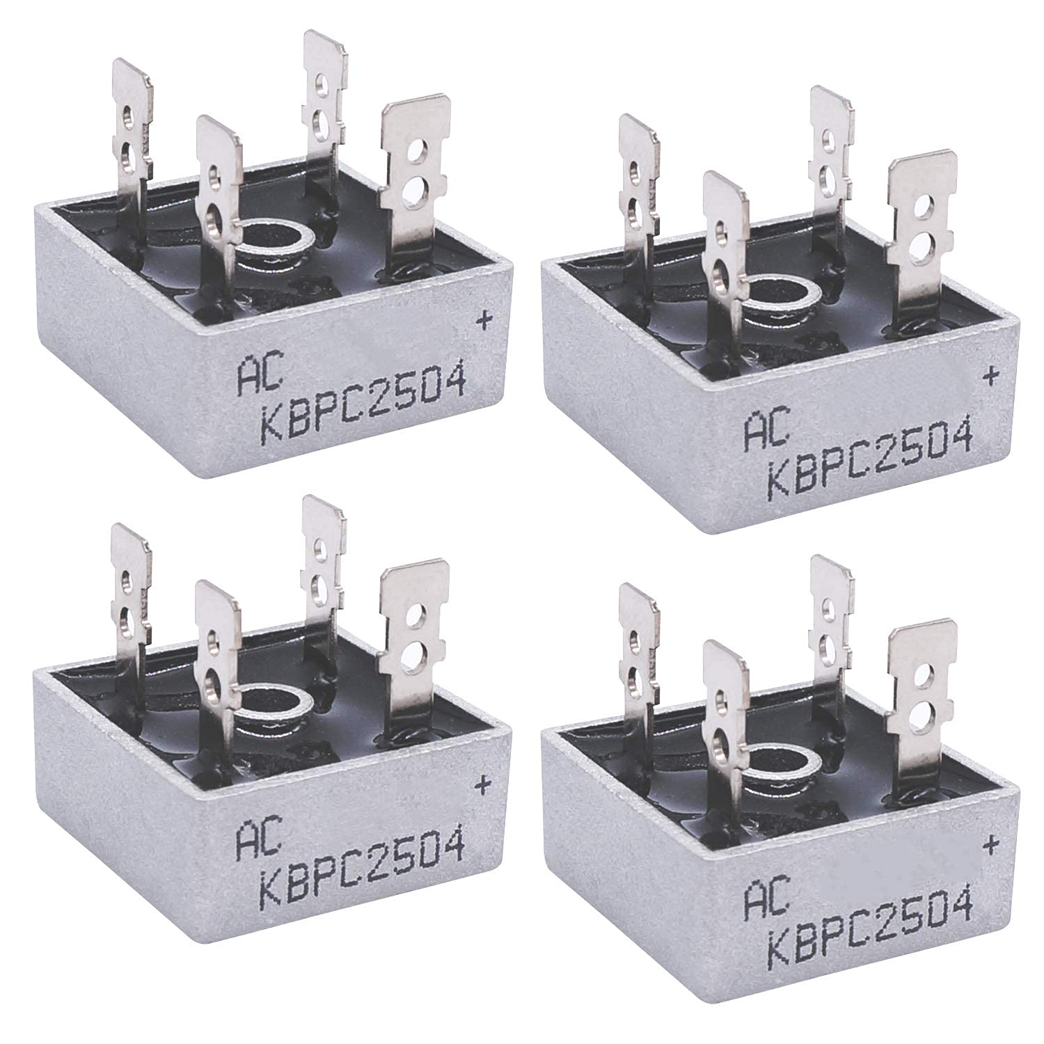 Taiss 4Pcs KBPC2504 Bridge Rectifier AC to DC 400V 25A Full Wave Single