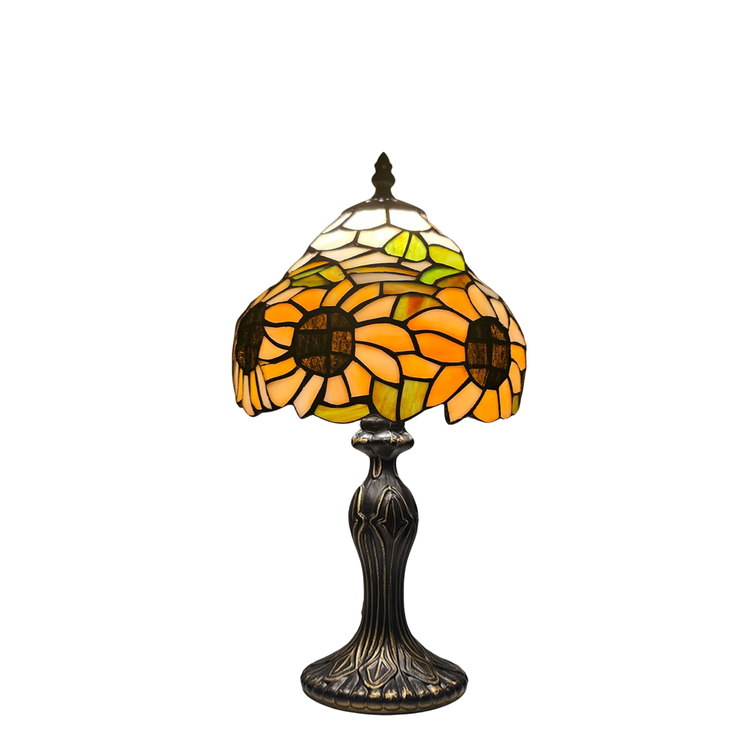 MaxSell Tiffany Sunflower Table Lamp 8 Inch Multicolored Stained Glass UK