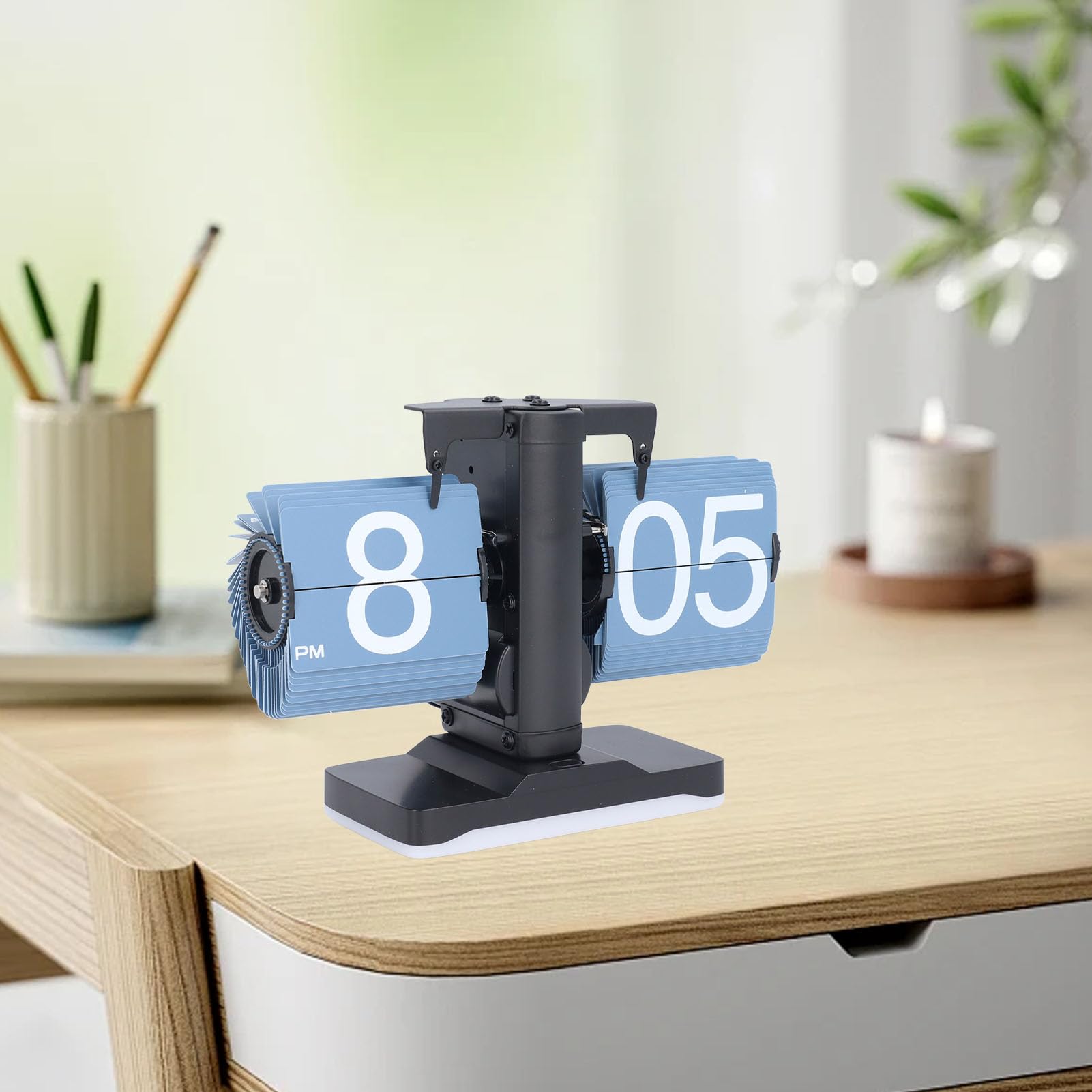Reloj de Pared Retro Silencioso, Pantalla de Giro Automatico