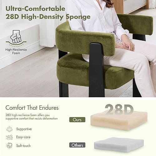 Miniatura 7 de Juego de 4 sillas de comedor modernas, sillas de acento tipo barril tapizadas de terciopelo con respaldo y brazos, silla auxiliar de cocina