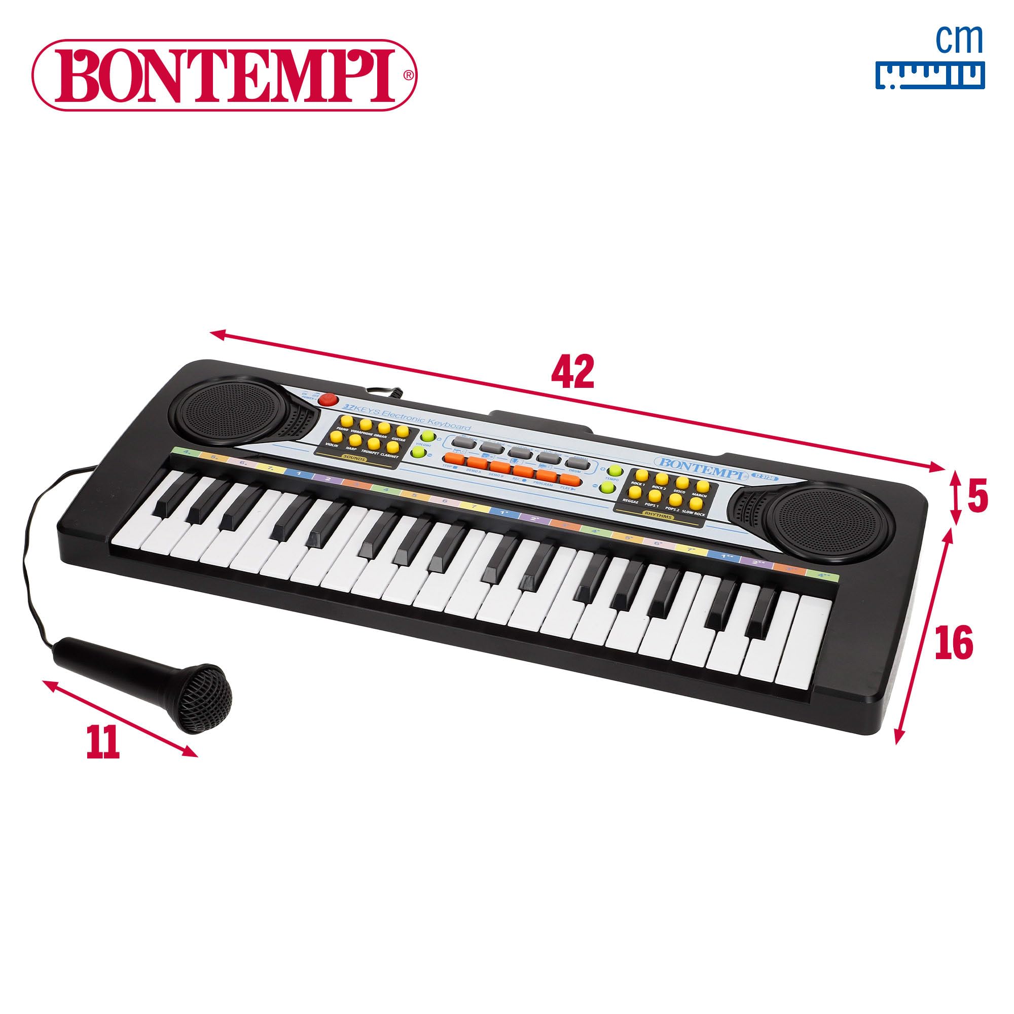 COLORBABY Teclado Piano electrónico c/micrófono 37 Teclas para niños Bontempi (47896)