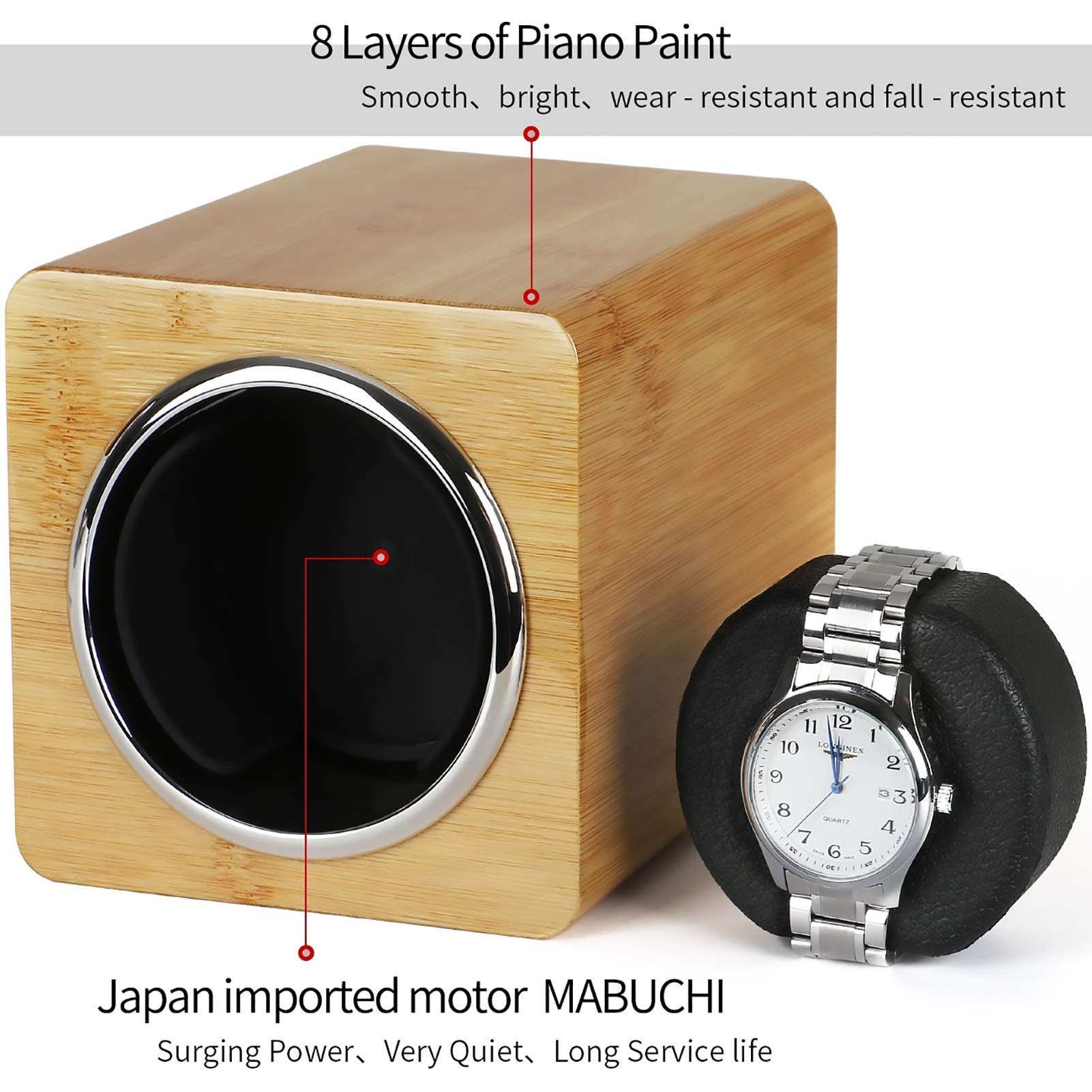 Caricaorologi - Mini scatola di carica automatica per orologi Orologio meccanico Agitatore motore silenzioso Display per orologi Custodia rotante con supporto Alimentato da batteria + alimentazione