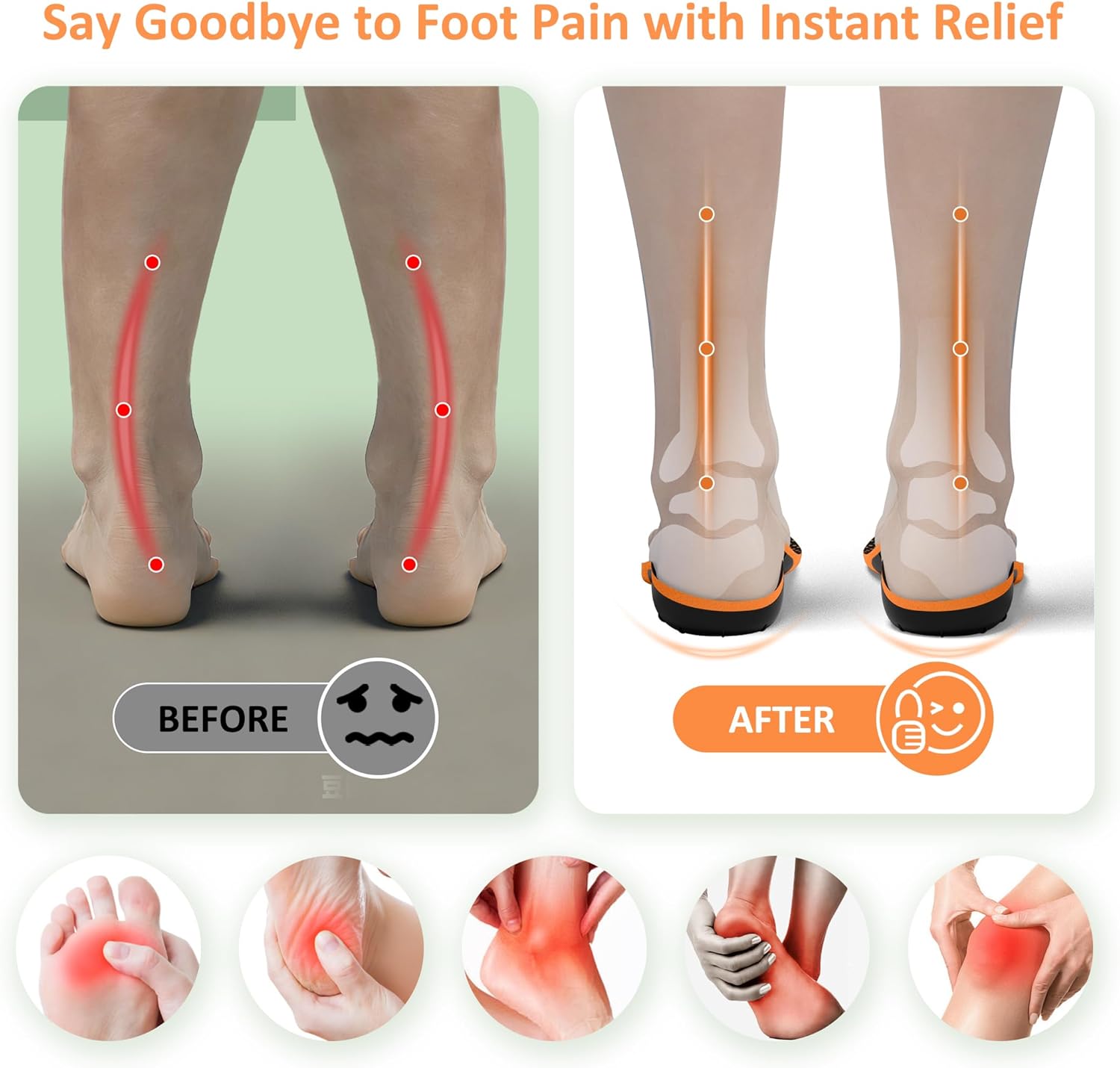 Plantar Fasciitis Insoles for Standing All Day, Heavy Duty High Arch Suppport Pain Reflief Orthotic Insert for Flat Feet Women Men Work Boots Shoe - Image 8