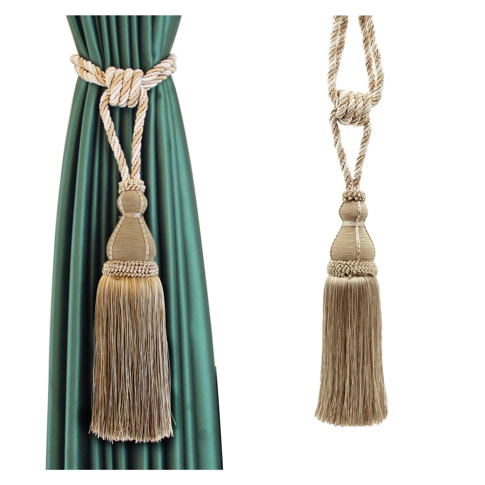 1 Fermatende con Frange E Nappe, con Pallina per Appendere Le Tende, con Fibbia E Corda, per Decorare La Finestra, Accessori per La Stanza.（Red-132Cm）