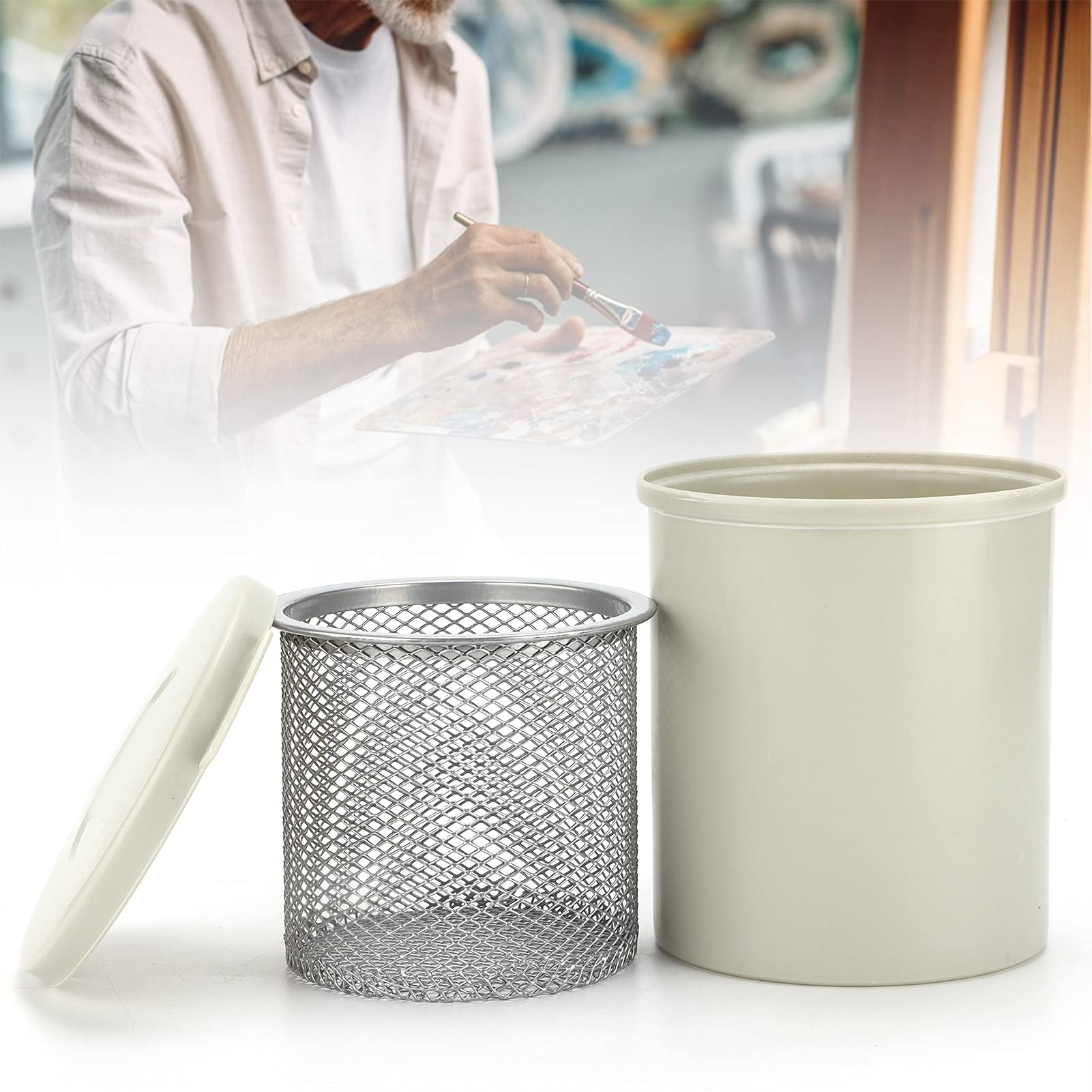 Haofy Limpiador de Pinceles para Pintura Al óleo, Cubo de Lavado de Pinceles a Prueba de Fugas, Herramienta Versátil para Artista de Pintura Acrílica de Acuarela Al óleo