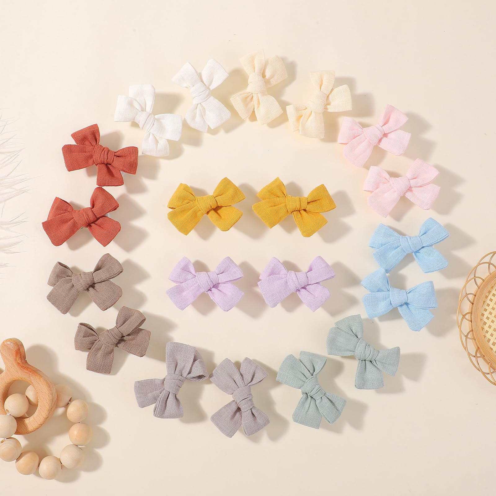 Jollybows 20pzas Lazos Pelo Niña, 5cm Lazos de Coletas Completamente Forrados Pinza Accesorios para Cabello para Niños Pequeñas Niñas