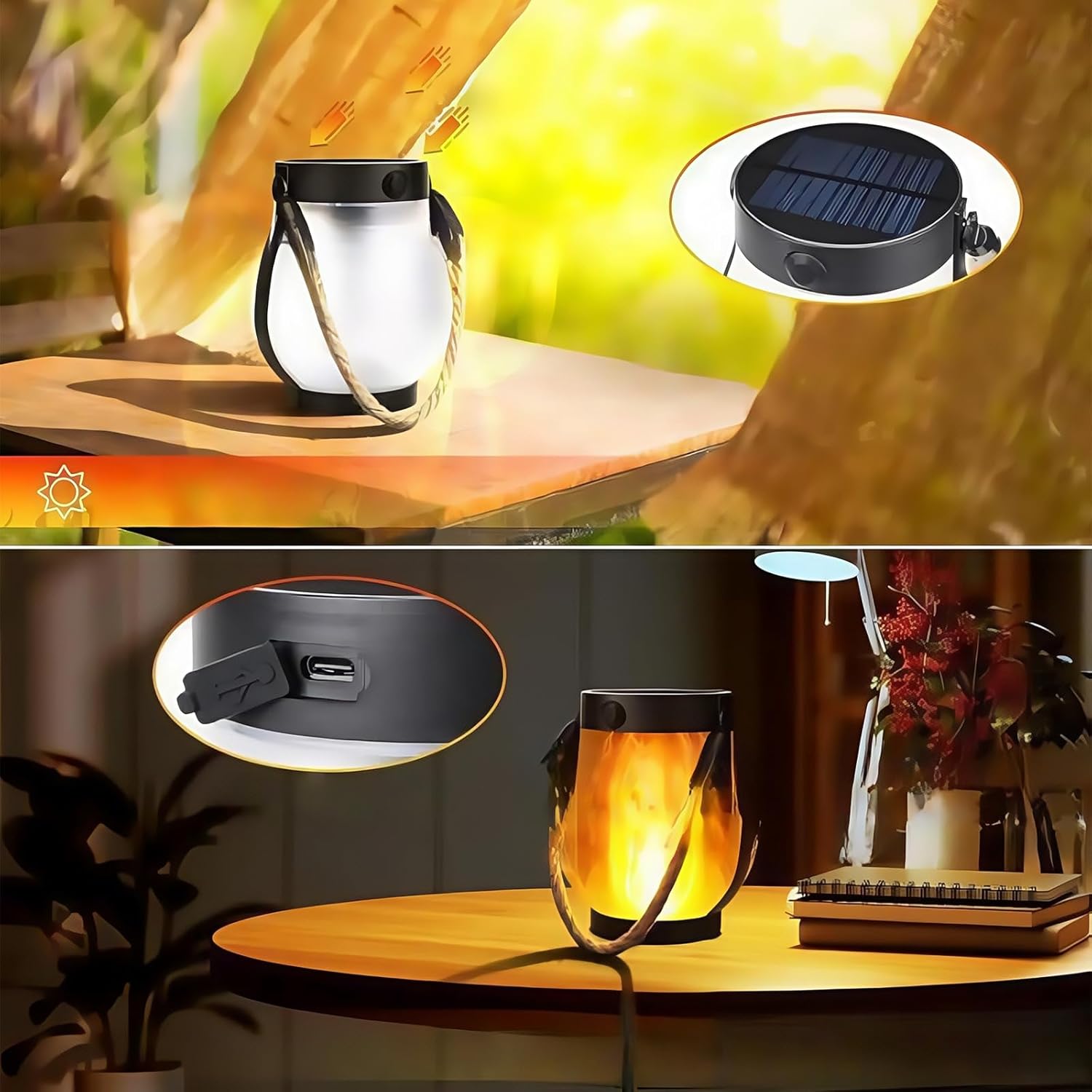 3-Pack Solar Flame Lights Two Modes Rechargeable Garden Torches for Pathway/Patio/Yard Decor