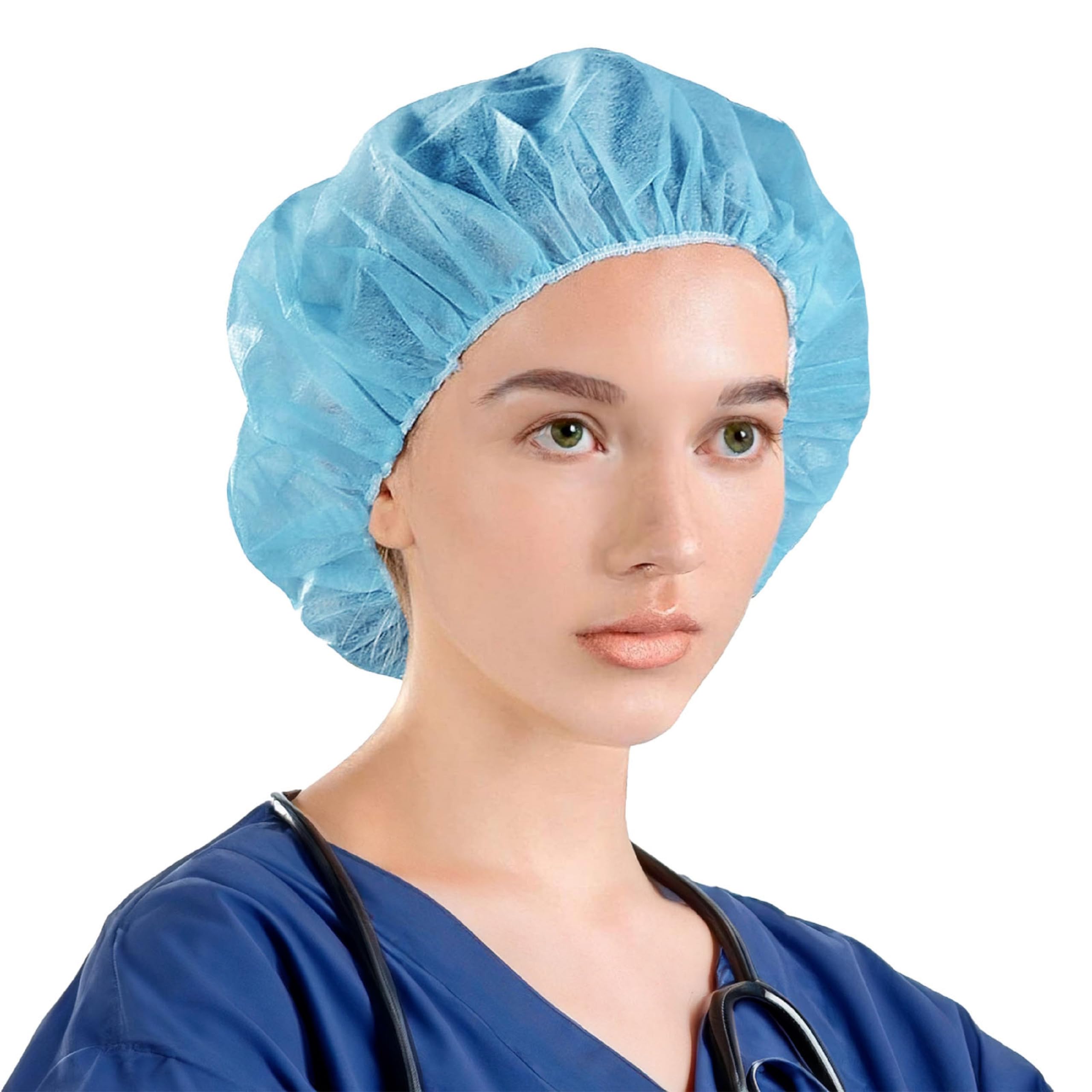 50 Pcs Disposable Bouffant Caps Hair Net by Vastmed | Non-Woven Elastic Head Cover Polypropylene Cap | Head Cover for Sleeping Food Service Spa