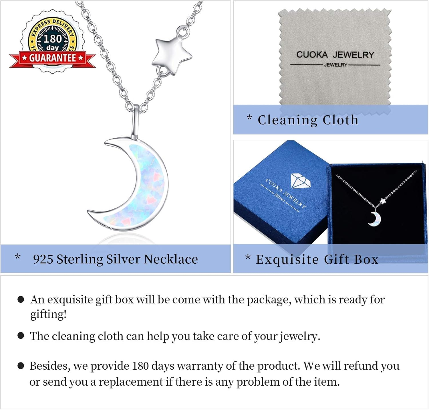 Cuoka 925 Sterling Silver Heart Necklace I Love You to The Moon and Back Pendant Sun Star Moon Necklace Jewelry for Women with Gifts Box - Image 7
