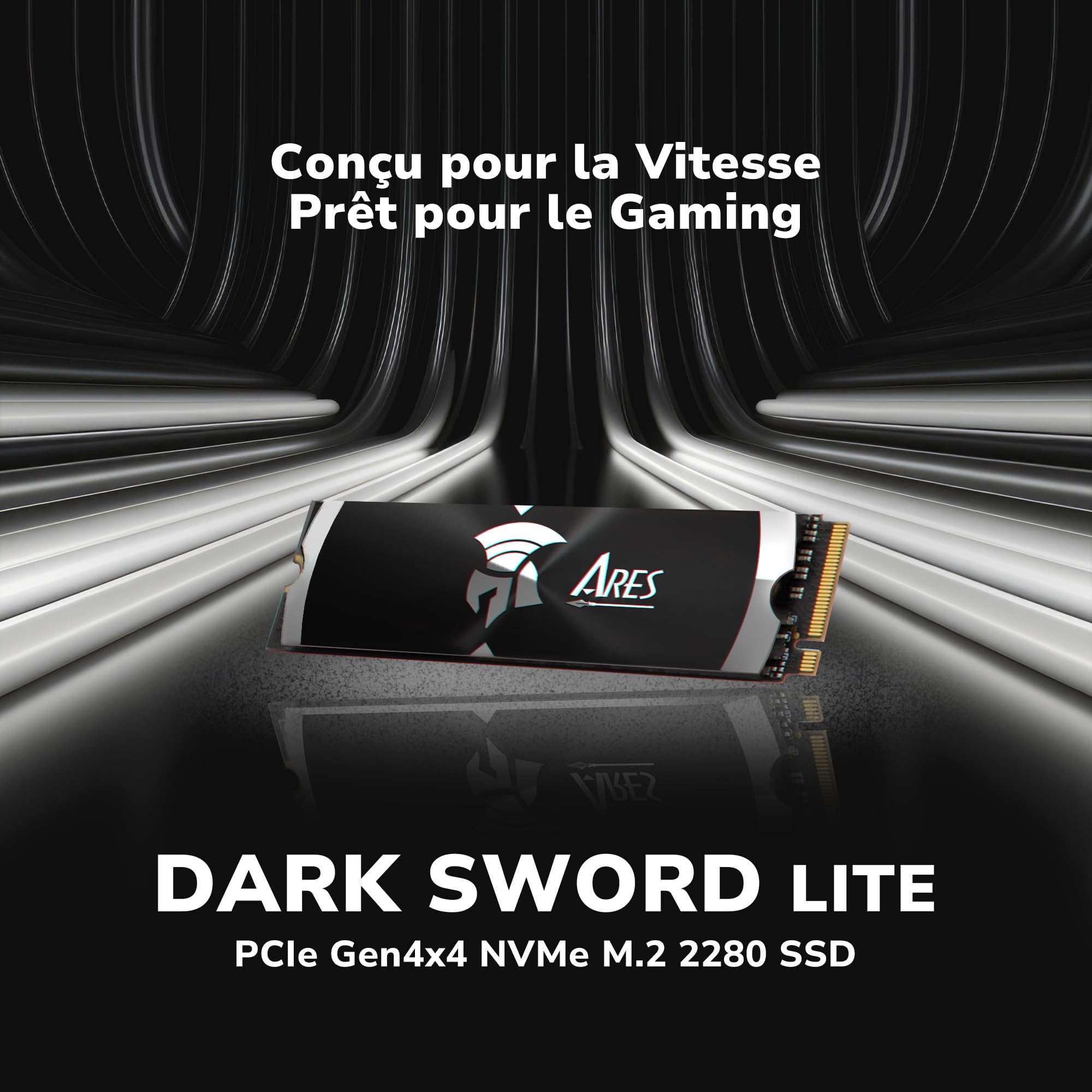 DATO SSD Gen4 avec dissipateur Thermique 2 to NVMe PCIe 4.0 M.2 2280, Jusqu’à 7200/6850 Mo/s, SSD Haute Performance pour Le Gaming et la création – Ares Dark Sword Lite Série