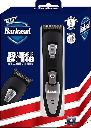 Miniatura 4 de Barbasol recortadora eléctrica recargable de barba con cuchillas de acero inoxidable y ajustes ajustables