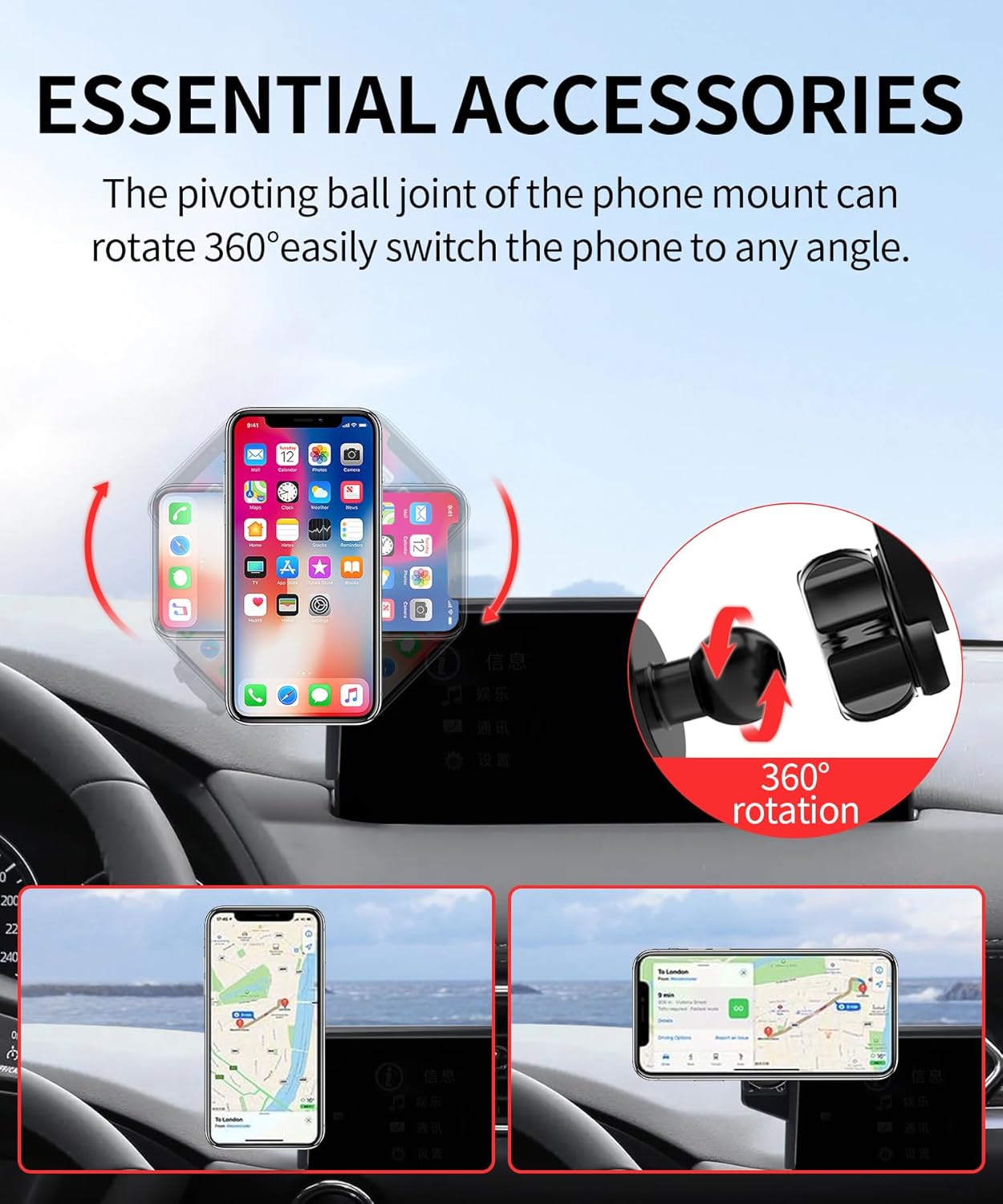 MaserWeller Car Phone Holder for Mazda CX5 CX-5 2021-2025 / cx-9 2021-2023 Accessories 10.25-Inch Screen Fixed Clip, 360° Rotation Phone Mount Compatible with MagSafe