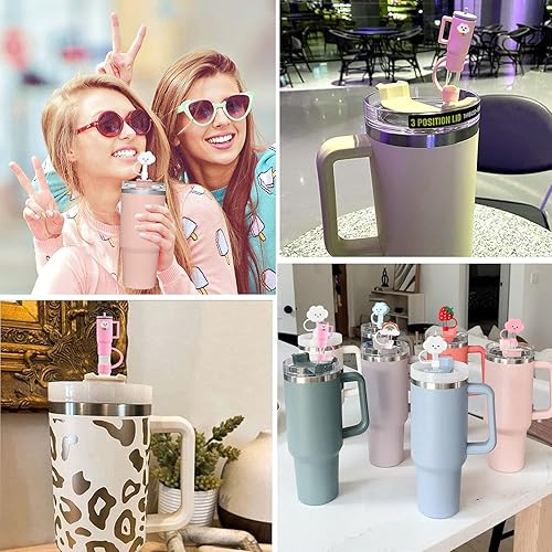 Miniatura 2 de GLBEAR Funda de paja para copa Stanley, 6 fundas de paja de nube compatibles con vaso Stanley de 30 y 40 onzas con asa, adorno de popote de silicona