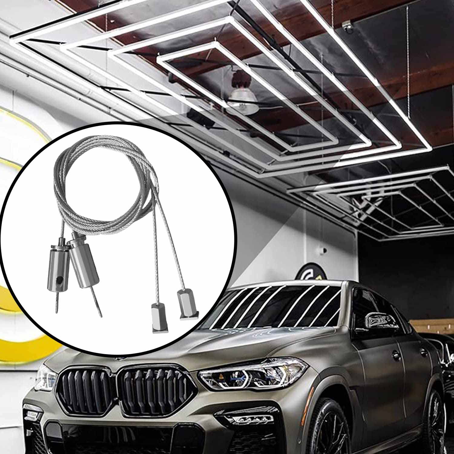 Abaj Lighting 1Meter Steel Suspension Kit for Mounting, Adjustable Heavy Duty Wire Cables Hanging Chains Pendent Restaurant Shop Home Lights - Pack of 5 1