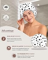 Vista 2 de Gorro de ducha de lujo para mujer, reutilizable, impermeable, gorra de pelo grande para ducha, antideslizante, con lazo ajustable, gorro de baño