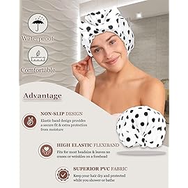 Luvruitaky Shower Cap Luxury Shower Caps for Women Reusable Waterproof Large Hair Cap for Shower Non-slip with Adjustable Bowknot Quick-dry Hair Bath Cap for men