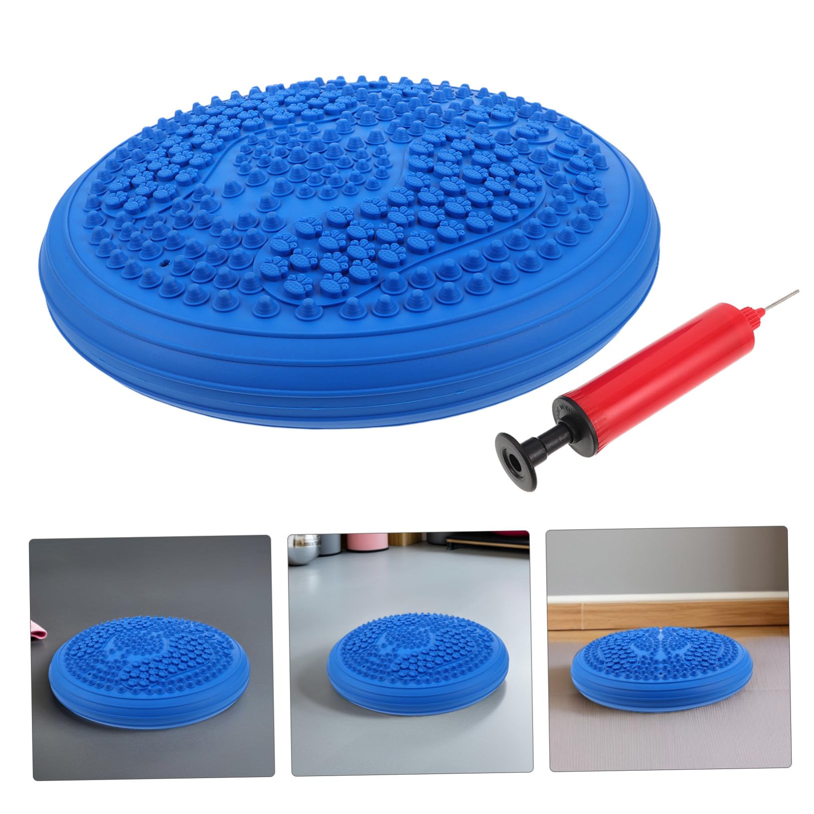 Alipis Coussin Air Équilibre Gonflable Rond avec Surface de Massage Point de Pression Tapis de Gymnastique Portable Épais pour Yoga Jogging Stationnaire et Rééducation à Domicile