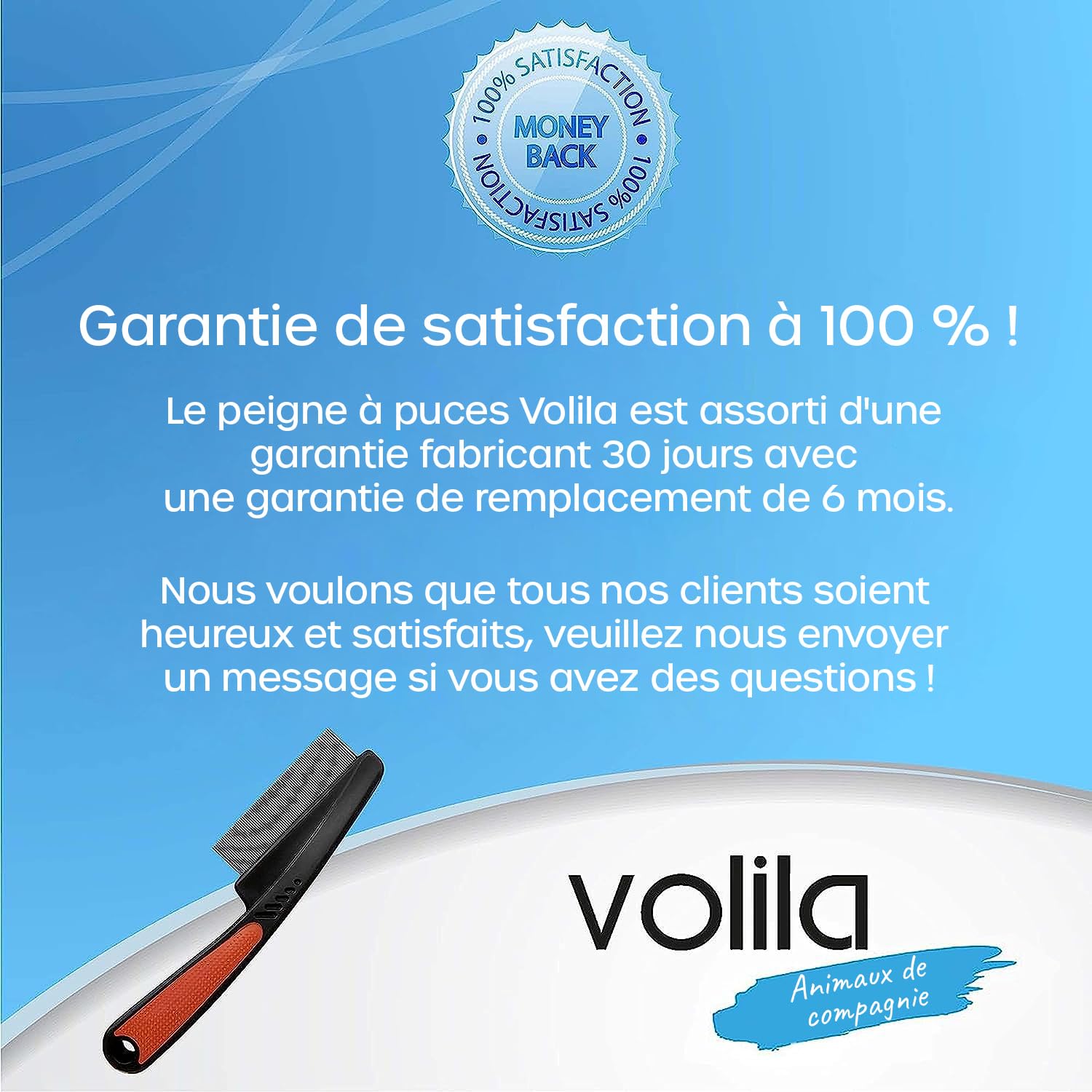 volila Peigne Anti Puces Chien - Peigne Anti Puces pour Chat 15 cm - Dents Fines pour Protéger Votre Animal des Puces & Tiques - Peigne Chat Technologie Douce & Sûre