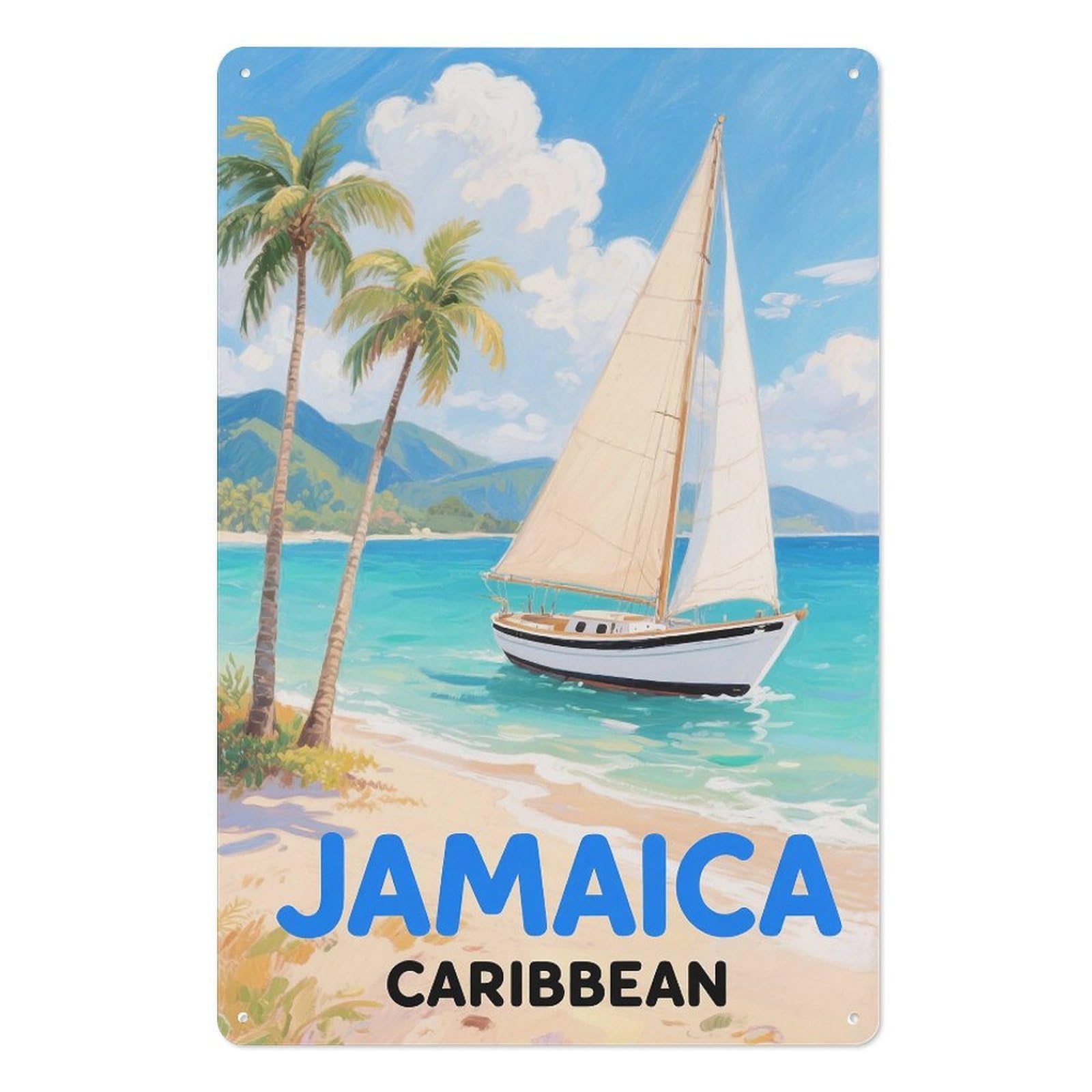 Jamaica Caribbean Retro Design Tin Painting Vintage Tin Sign 08x12inch(20x30cm) Wall Art for Home Office Bedroom Living Room Cafes Wall Decor