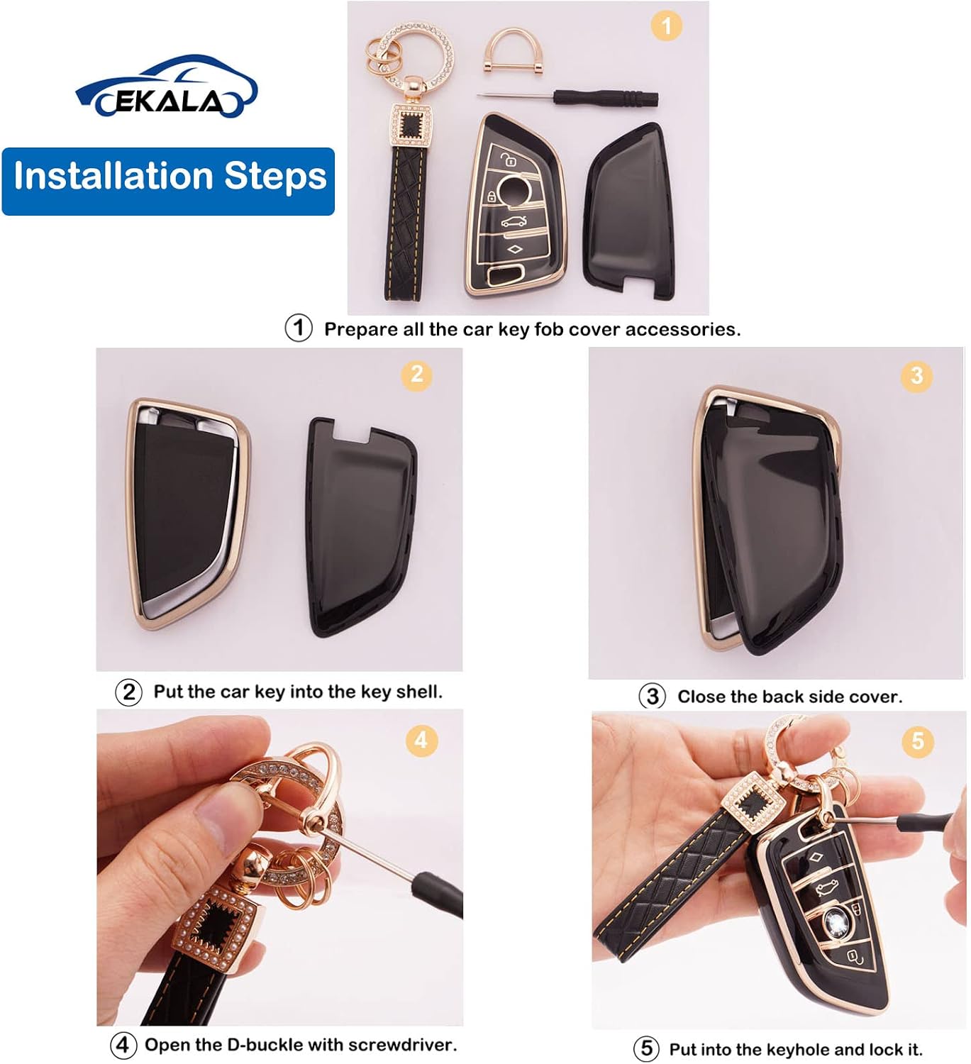 EKALA for BMW Key Fob Cover Soft TPU Full Protection Key Case Shell image 4