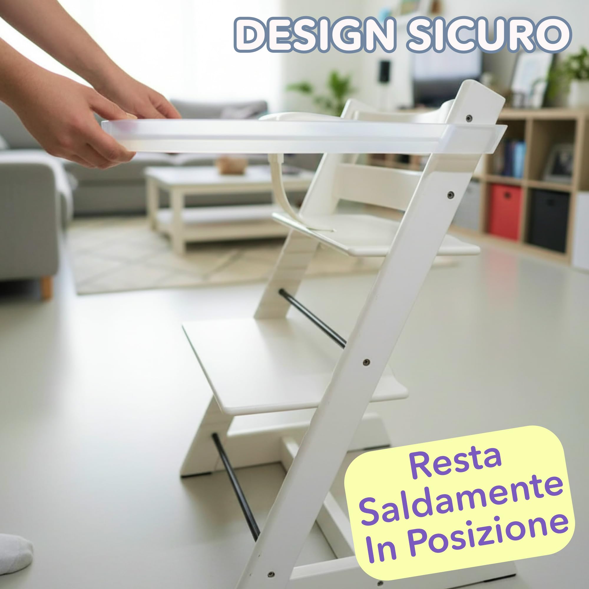 Vassoio per Seggiolone Stokke Tripp Trapp – Chiaro – Senza Baby Set Necessario. Superficie Antiscivolo per Ventose. A Scatto. Senza BPA