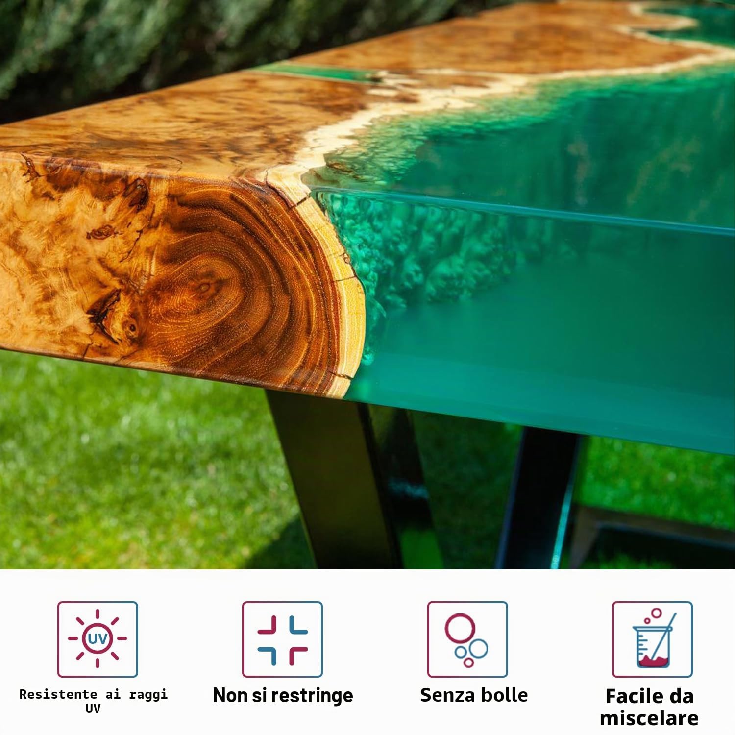 Resina Epossidica Trasparente Kit Principianti,3785ml 1:1 Resina Epoxy con Indurente per Creazi,Fai da Te, Legno, Decorazioni