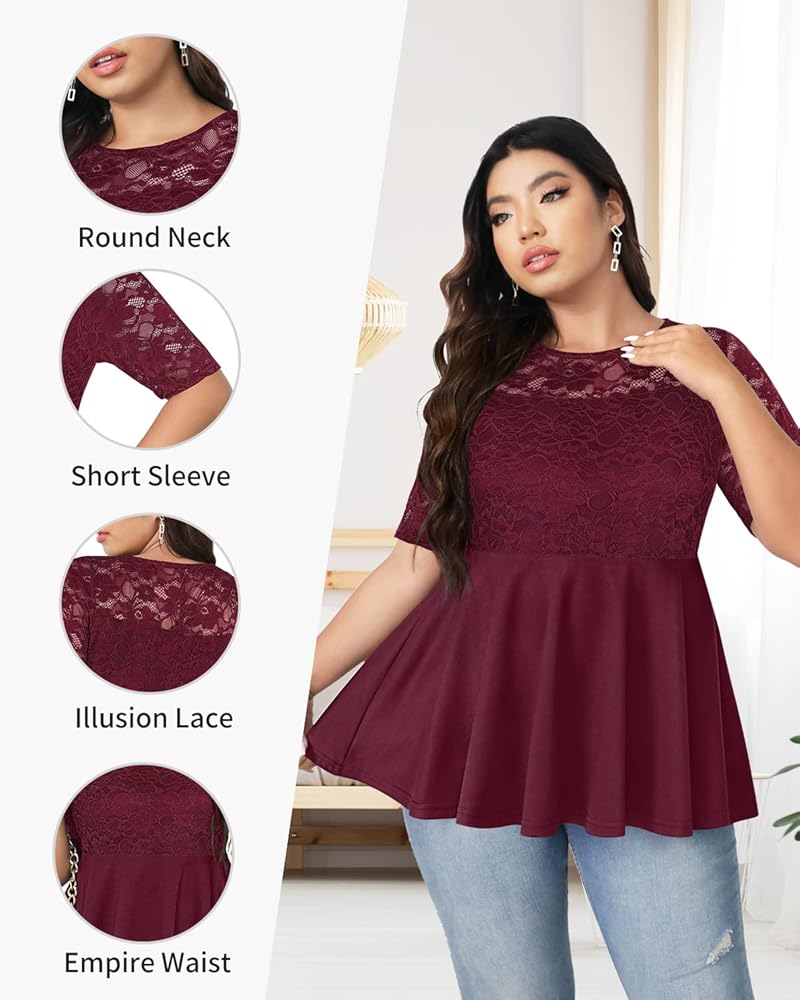 トップス Eaphi / SWITCHING LACE PEPLUM TOPS SWITCHING LACE PEPLUM TOPS