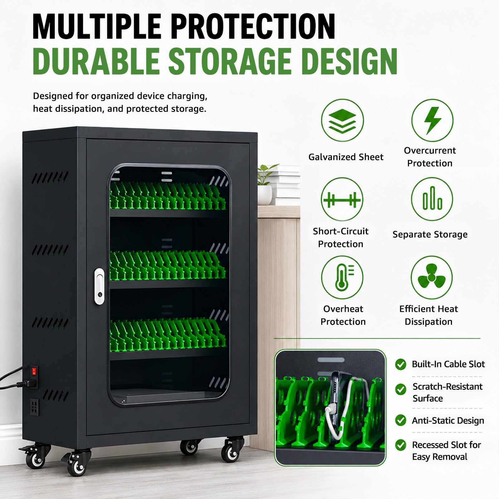 Estación de Carga USB Portátil con Cerradura y Compartimentos 60Slots