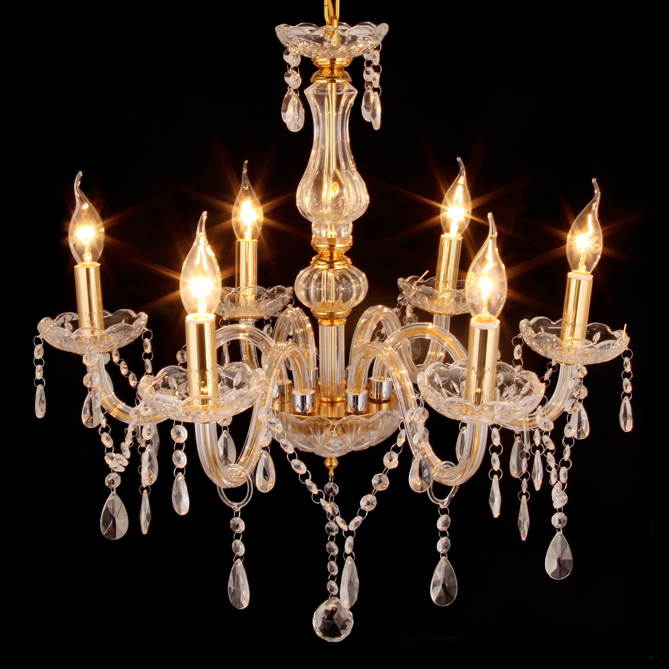 Ridgeyard Classico 6 Luci Pampille Lampadario Vetro K9 Cristallo Lampada Da Soffitto Lampada Apparecchio