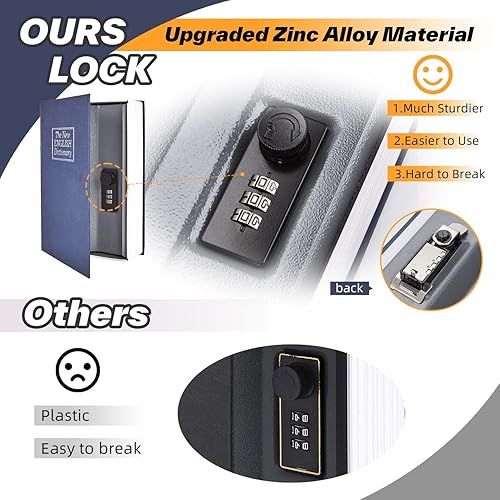 Miniatura 9 de Caja fuerte con cerradura para libros, color rosa caja secreta Ohuhu con compartimento secreto, pequeña caja fuerte para el hogar, caja de libros