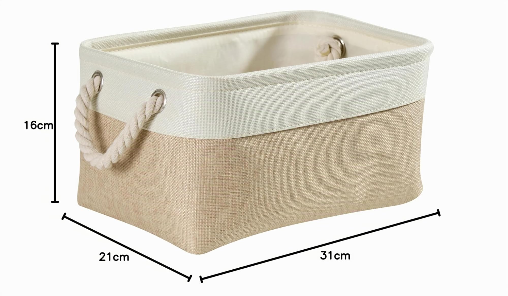 Mangata Caja de Almacenamiento Ropa, cestas de almacenaje Tela, Plegable Cajas organizadoras para Juguetes, armarios (Pequeña, Caqui Blanco)