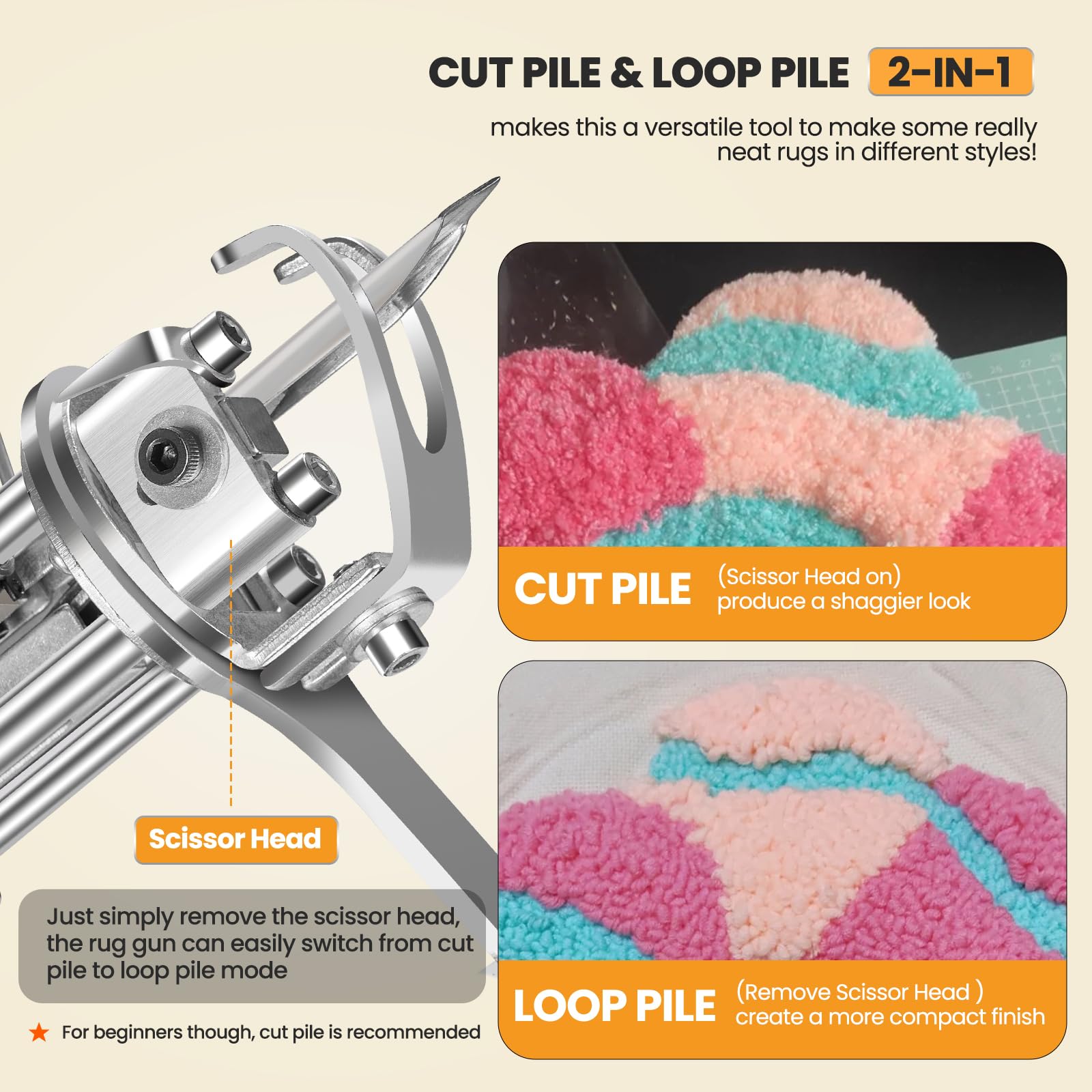 Riiai Tufting Gun Starter-Kit für, Tufting Pistole mit Teppichschneider, Teppichherstellungsset, Teppichpistole für Schnittflor und Schleifenflor, Teppichschneider für Skulpturen