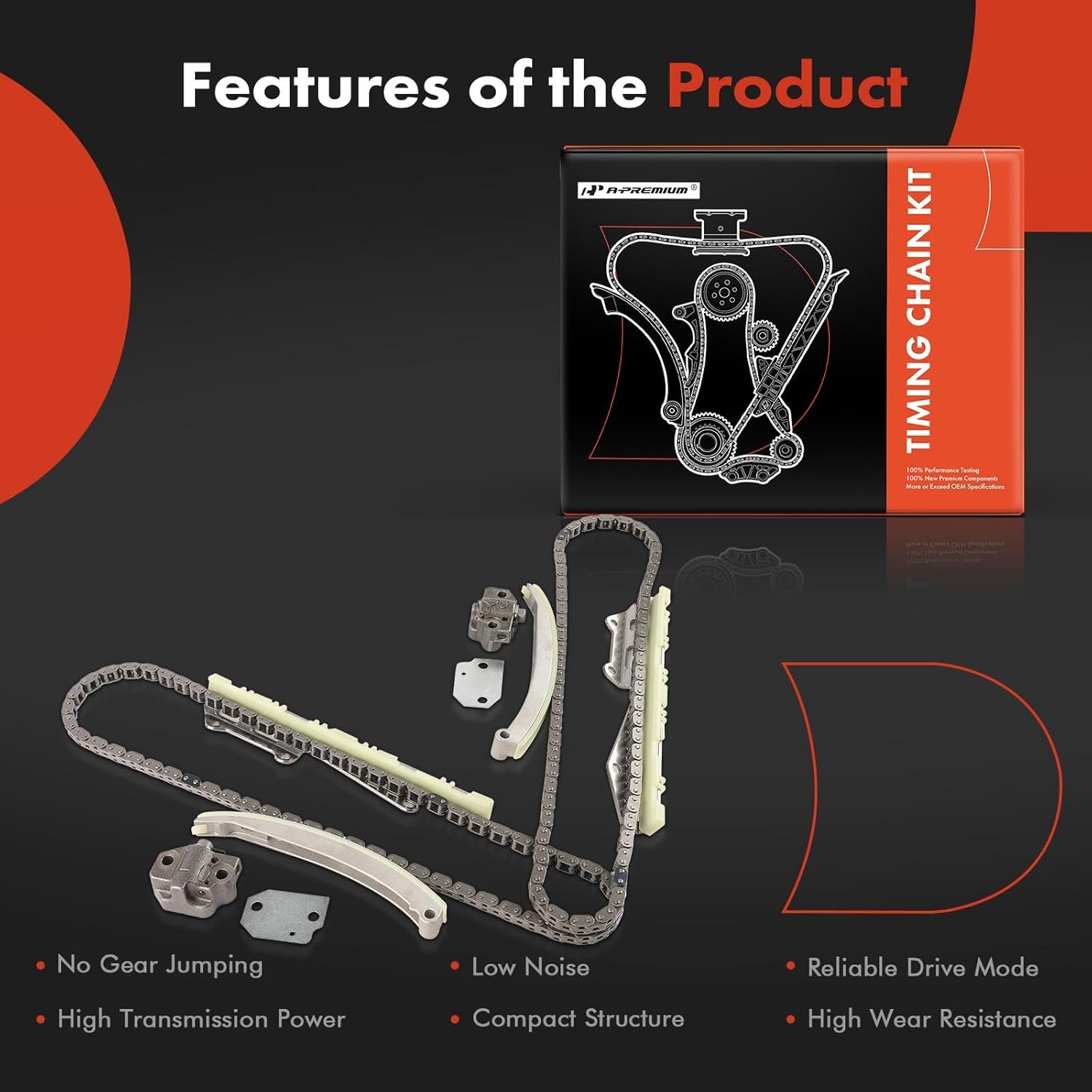 A-Premium 8-PC Engine Timing Chain Kit Compatible with Ford F-150, F-250, Mustang, E-150 Econoline, E-150 Econoline Club Wagon, Crown Victoria, Expedition & Lincoln Town Car & Mercury Cougar